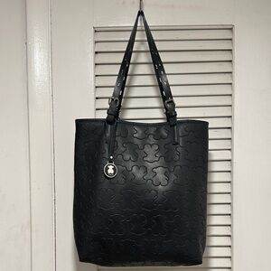 Tous Black Embossed Tote Bag with Shoulder Straps